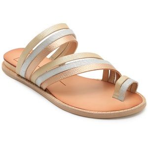 DOLCE VITA NELLY LEATHER STRAPPY METALLIC LIZARD SANDALS NWT SZ 6